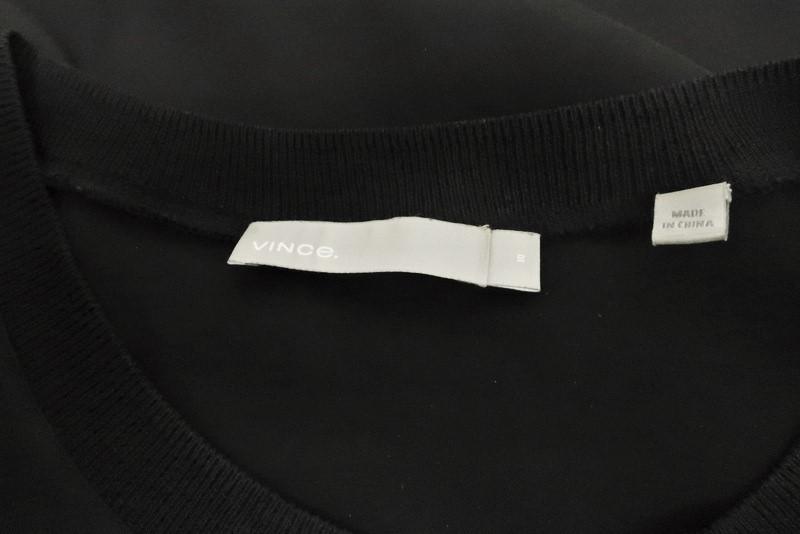 Vince Tank Top Black Rib Trim Ruched Silk Size 10 Sleeveless Blouse available at CelebrityOwned.com img_5