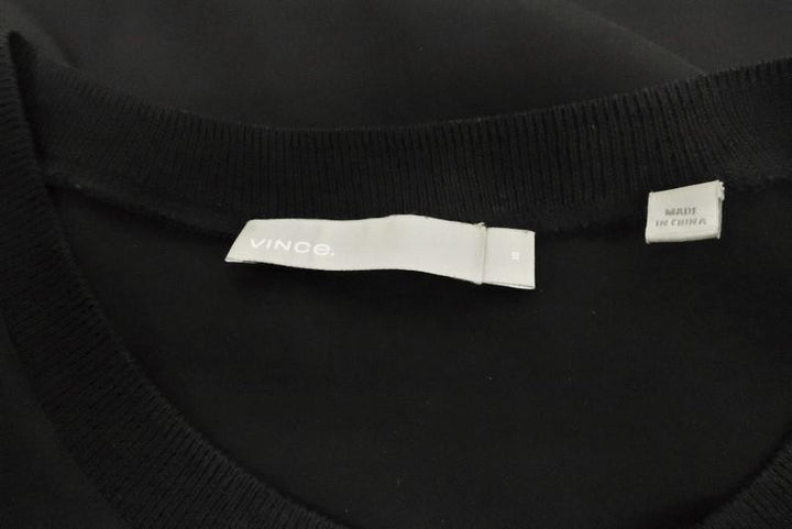 Vince Tank Top Black Rib Trim Ruched Silk Size 10 Sleeveless Blouse available at CelebrityOwned.com img_5
