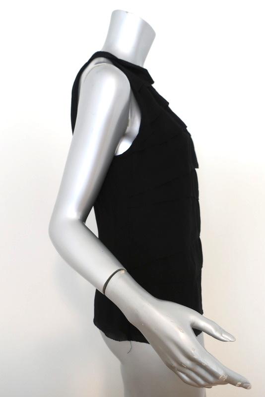 Vince Top Black Tiered Silk Size 8 Sleeveless Blouse available at CelebrityOwned.com img_3