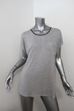 Vince Top Heather Silver Jersey Size Small Contrast-Trim Scoop Neck Tee available at CelebrityOwned.com img_1