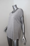 Vince Top Heather Silver Jersey Size Small Contrast-Trim Scoop Neck Tee available at CelebrityOwned.com img_3
