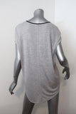 Vince Top Heather Silver Jersey Size Small Contrast-Trim Scoop Neck Tee available at CelebrityOwned.com img_4