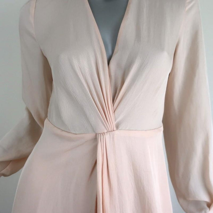 Vince Twist Drape Dress Light Peach Size 4 Long Sleeve V-Neck available at CelebrityOwned.com img_2
