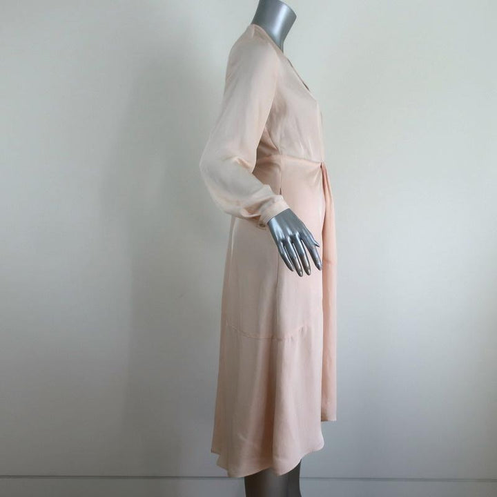 Vince Twist Drape Dress Light Peach Size 4 Long Sleeve V-Neck available at CelebrityOwned.com img_6