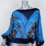 Warm Blouse Blue Printed Chiffon Size Petite/Small Tie-Sleeve Top