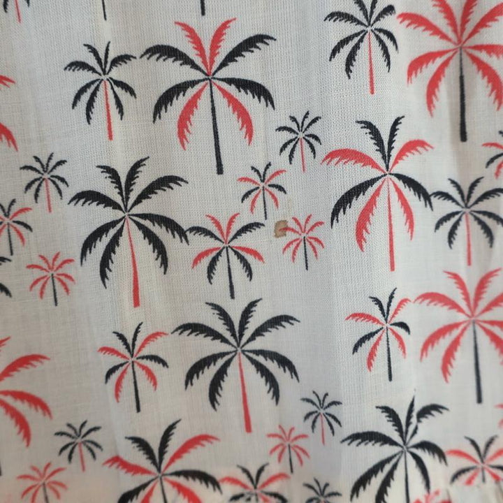 Warm Dress Ecru Palm Tree Print Ruffled Viscose Size 0 Sleeveless Button-Front available at CelebrityOwned.com img_6