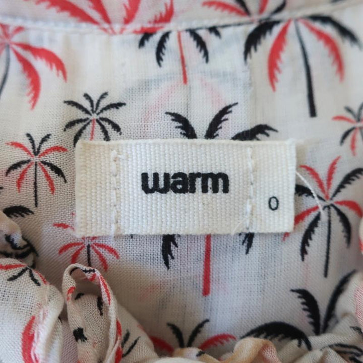 Warm Dress Ecru Palm Tree Print Ruffled Viscose Size 0 Sleeveless Button-Front available at CelebrityOwned.com img_7