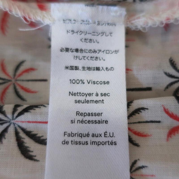 Warm Dress Ecru Palm Tree Print Ruffled Viscose Size 0 Sleeveless Button-Front available at CelebrityOwned.com img_8