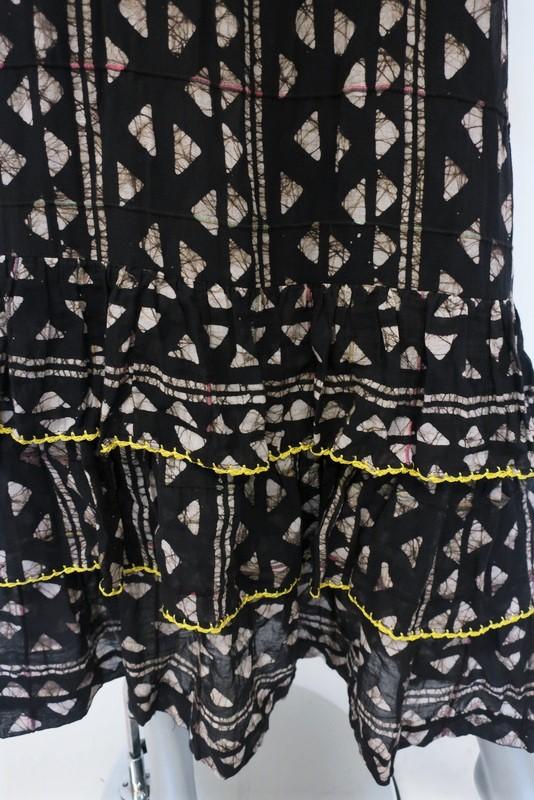 Warm Halter Maxi Dress Black Printed Cotton Size 0 Tiered Embroidered Ruffle-Hem available at CelebrityOwned.com img_3