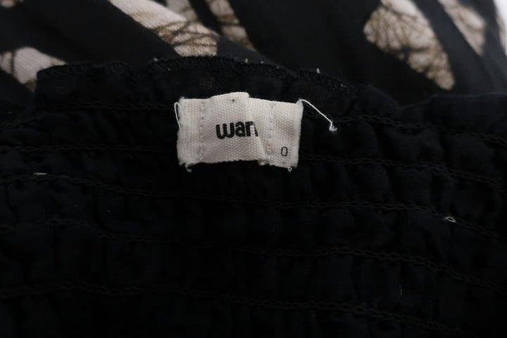 Warm Halter Maxi Dress Black Printed Cotton Size 0 Tiered Embroidered Ruffle-Hem available at CelebrityOwned.com img_5