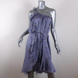Watson X Watson One Shoulder Dress Purple Leopard Print Ruffled Silk Size 8 available at CelebrityOwned.com img_1