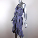 Watson X Watson One Shoulder Dress Purple Leopard Print Ruffled Silk Size 8 available at CelebrityOwned.com img_3