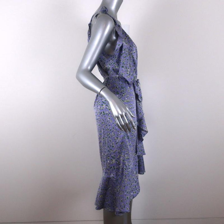 Watson X Watson One Shoulder Dress Purple Leopard Print Ruffled Silk Size 8 available at CelebrityOwned.com img_4
