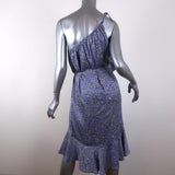 Watson X Watson One Shoulder Dress Purple Leopard Print Ruffled Silk Size 8 available at CelebrityOwned.com img_5