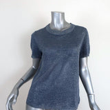 White + Warren Metallic Knit Tee Blue Size Large Short Sleeve Top available at CelebrityOwned.com img_1