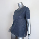 White + Warren Metallic Knit Tee Blue Size Large Short Sleeve Top available at CelebrityOwned.com img_2