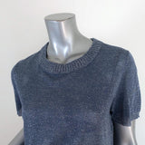 White + Warren Metallic Knit Tee Blue Size Large Short Sleeve Top available at CelebrityOwned.com img_3