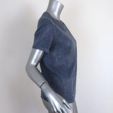 White + Warren Metallic Knit Tee Blue Size Large Short Sleeve Top available at CelebrityOwned.com img_4