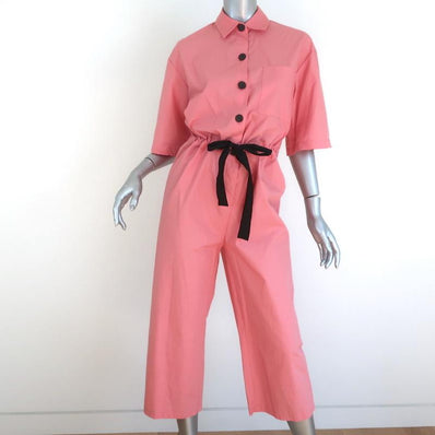 Who What Wear x Target Short Sleeve Jumpsuit Pink Cotton Size Extra Small NEW available at CelebrityOwned.com img_1
