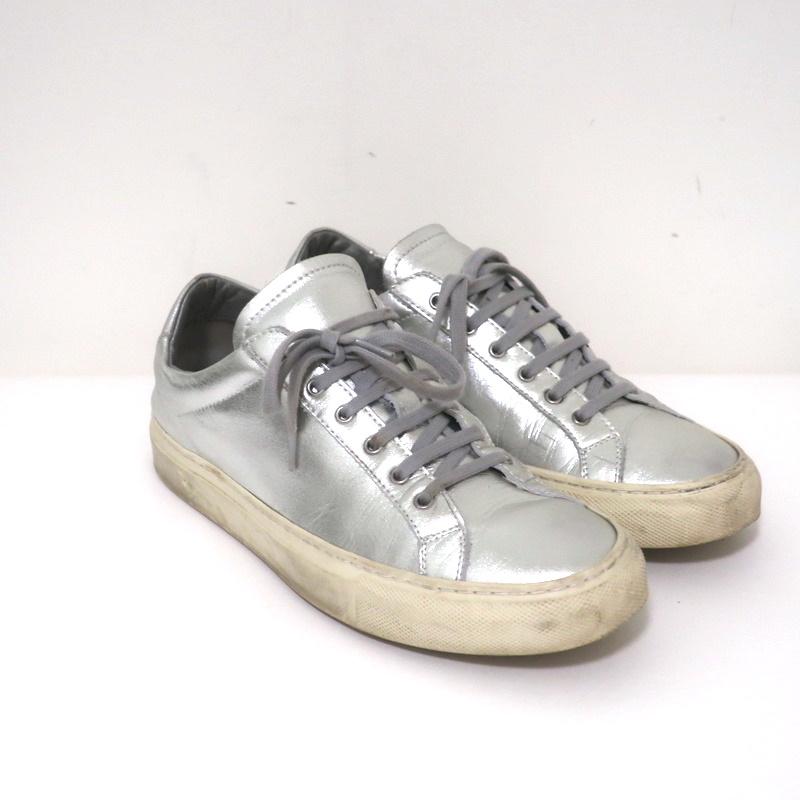 Woman by Common Projects Achilles Low Sneakers Silver Metallic Leather Size 38-img_[image_position} from CelebrityOwned.com