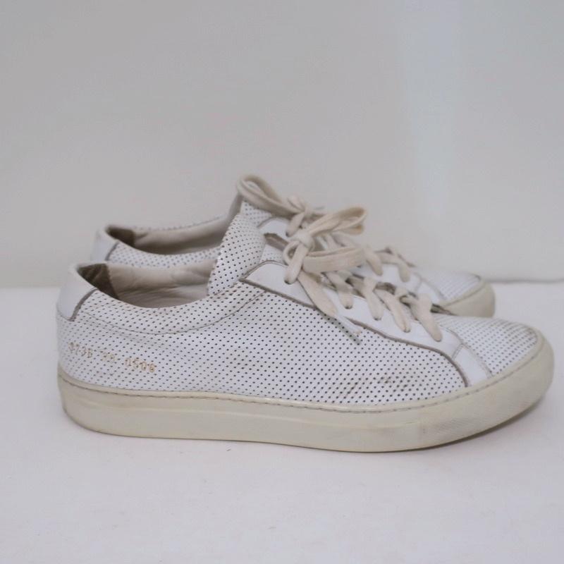 Woman by Common Projects Achilles Low Sneakers White Perforated Leather Size 38 available at CelebrityOwned.com img_2