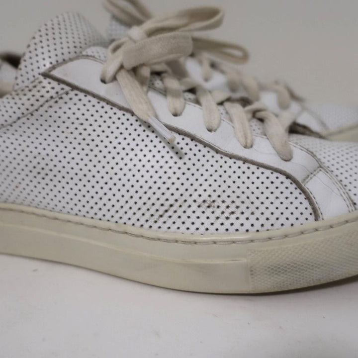 Woman by Common Projects Achilles Low Sneakers White Perforated Leather Size 38 available at CelebrityOwned.com img_3