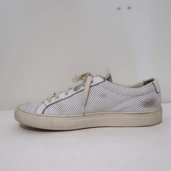 Woman by Common Projects Achilles Low Sneakers White Perforated Leather Size 38 available at CelebrityOwned.com img_7