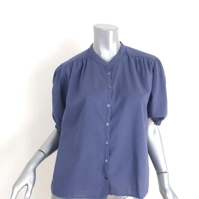 XIRENA Short Sleeve Shirt Eden Blue Cotton Size Small Button-Down Top-img_[image_position} from CelebrityOwned.com