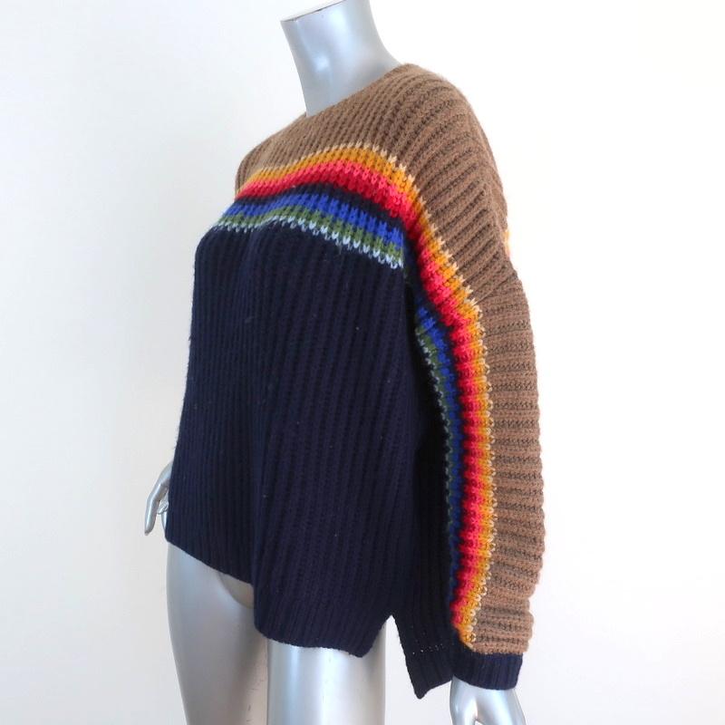 Xirena Apres Ski Sweater Simone Navy/Rainbow Ribbed Knit Size Extra Small available at CelebrityOwned.com img_2