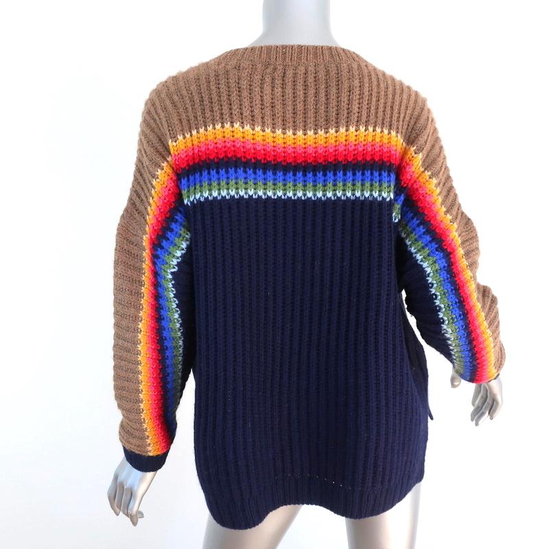 Xirena Apres Ski Sweater Simone Navy/Rainbow Ribbed Knit Size Extra Small available at CelebrityOwned.com img_5