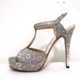 Yves Saint Laurent Platform Sandals Gray Ring Lizard Size 36.5 Open Toe Heels available at CelebrityOwned.com img_6