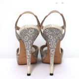 Yves Saint Laurent Platform Sandals Gray Ring Lizard Size 36.5 Open Toe Heels available at CelebrityOwned.com img_7