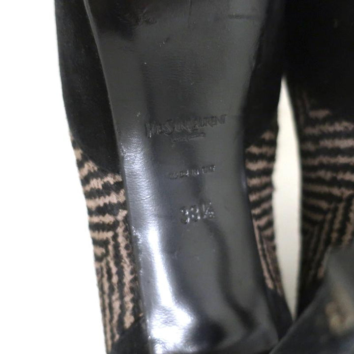 Yves Saint Laurent Tribtoo Ankle Boots Black Suede &amp; Printed Pony Hair Size 38.5 available at CelebrityOwned.com img_12