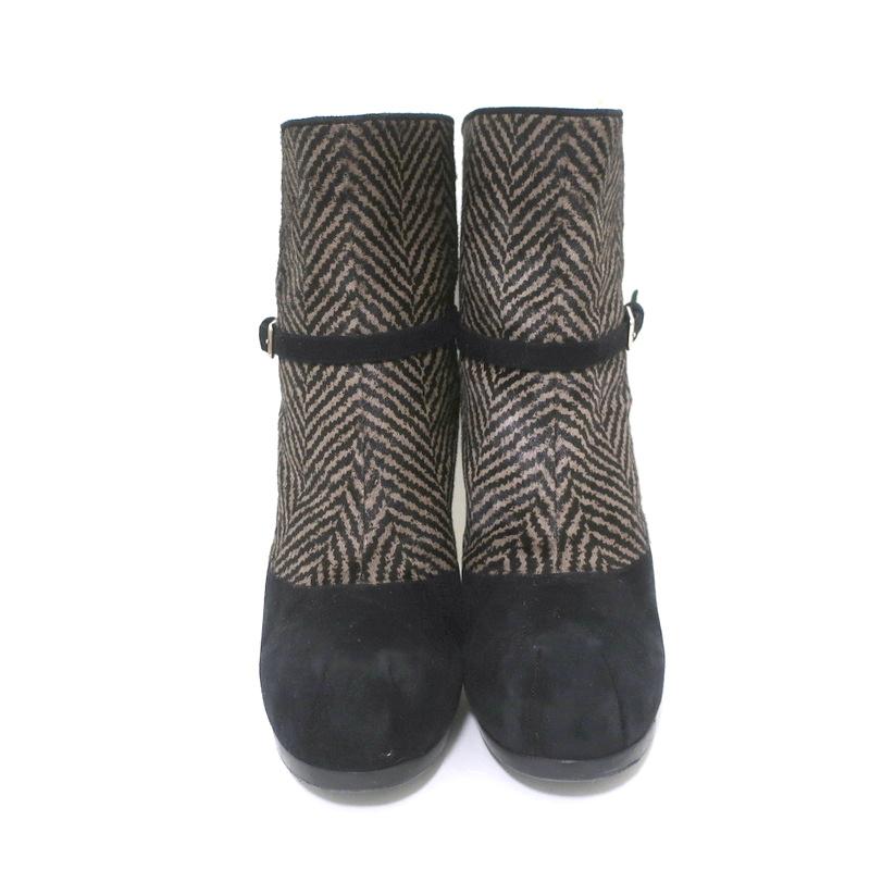 Yves Saint Laurent Tribtoo Ankle Boots Black Suede &amp; Printed Pony Hair Size 38.5 available at CelebrityOwned.com img_3