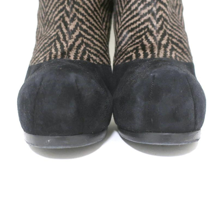 Yves Saint Laurent Tribtoo Ankle Boots Black Suede &amp; Printed Pony Hair Size 38.5 available at CelebrityOwned.com img_4
