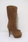 Yves Saint Laurent Tribute Knee High Boots Beige Suede Size 38 Platform Heel available at CelebrityOwned.com img_2