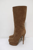 Yves Saint Laurent Tribute Knee High Boots Beige Suede Size 38 Platform Heel available at CelebrityOwned.com img_5