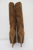 Yves Saint Laurent Tribute Knee High Boots Beige Suede Size 38 Platform Heel available at CelebrityOwned.com img_7