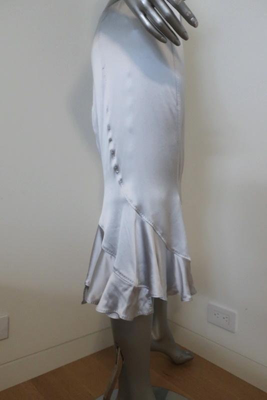 Yves Saint Laurent Trumpet Skirt Light Blue Silk Satin Size 40 NEW available at CelebrityOwned.com img_2