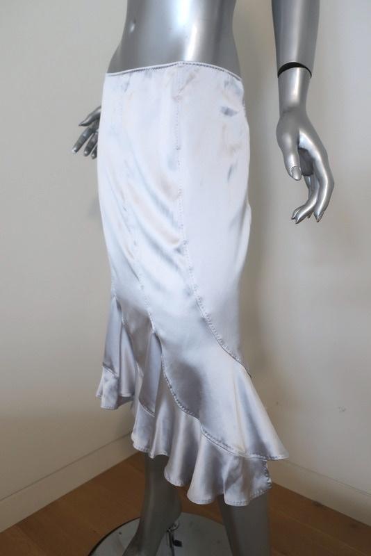 Yves Saint Laurent Trumpet Skirt Light Blue Silk Satin Size 40 NEW available at CelebrityOwned.com img_4