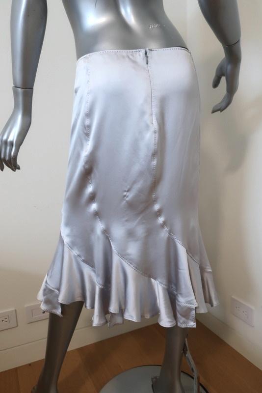 Yves Saint Laurent Trumpet Skirt Light Blue Silk Satin Size 40 NEW available at CelebrityOwned.com img_5