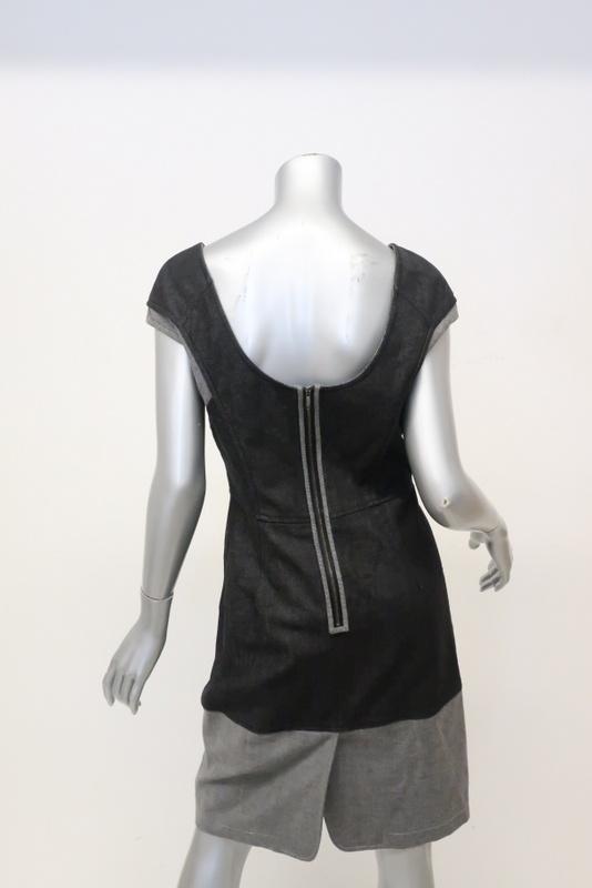 Zac Posen Denim Dress Two-Tone Cotton Size 6 Cap Sleeve Sheath available at CelebrityOwned.com img_4