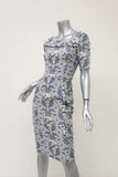 Zac Posen Dress Gray Damask Stretch Jacquard Size 4 Asymmetric-Neck Sheath NEW available at CelebrityOwned.com img_2