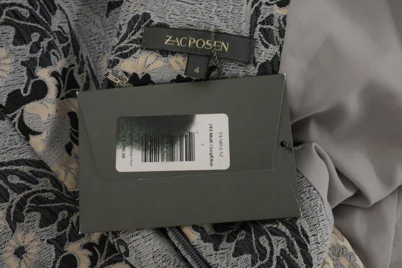 Zac Posen Dress Gray Damask Stretch Jacquard Size 4 Asymmetric-Neck Sheath NEW available at CelebrityOwned.com img_5