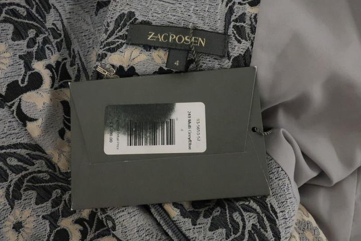 Zac Posen Dress Gray Damask Stretch Jacquard Size 4 Asymmetric-Neck Sheath NEW available at CelebrityOwned.com img_5