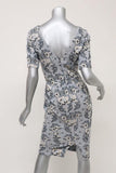 Zac Posen Dress Gray Damask Stretch Jacquard Size 4 Asymmetric-Neck Sheath NEW available at CelebrityOwned.com img_6