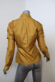 Zac Posen Jacket Mustard Accordion Pleated Silk Twill Size 4 Evening Jacket available at CelebrityOwned.com img_5
