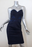 Zac Posen Strapless Dress Navy Satin-Trim Bonded Jersey Size 6 available at CelebrityOwned.com img_1