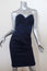 Zac Posen Strapless Dress Navy Satin-Trim Bonded Jersey Size 6