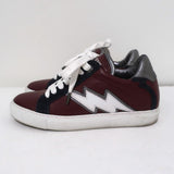 Zadig & Voltaire ZV1747 Flash Low Top Sneakers Burgundy Leather Size 36 available at CelebrityOwned.com img_6